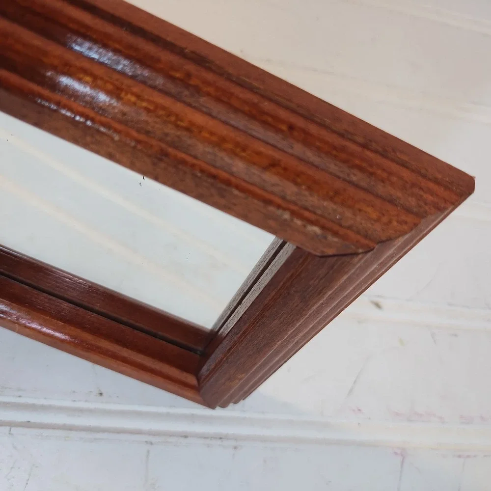 3 Vintage Homco Wood Wall Mirrors 10x5 Rectangular 4x4 5x5 Square MCM Farmhouse